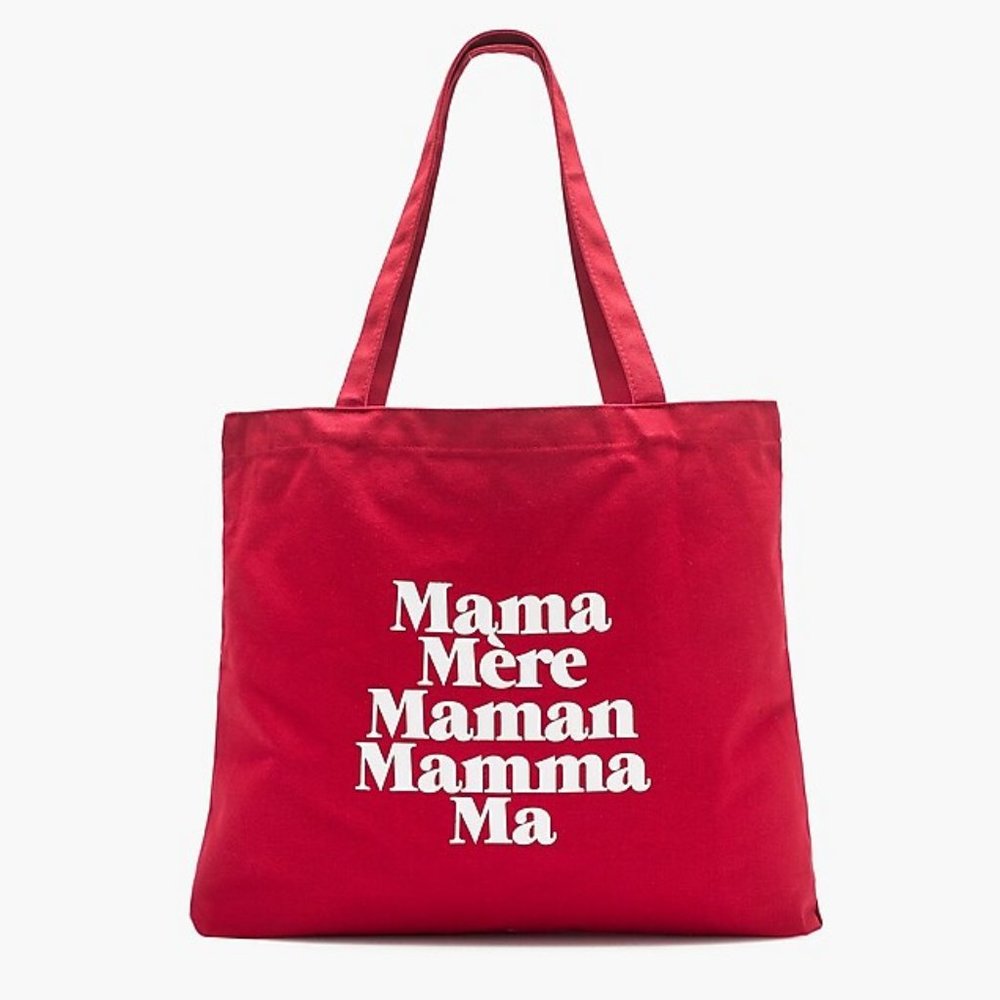 NEW J CREW X Prinkshop Reuseable Everyday Tote in Mama Different Languages NWT